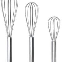 Set Of 3 Stainless Steel Whisk 8"+10"+12", Kitchen Balloon Hand Stainless Whisk Set For Blending Whisking Beating Stirring By Ouddy