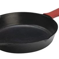 Lodge 12 Inch Cast Iron Skillet. Pre-Seasoned Cast Iron Skillet With Red Silicone Hot Handle Holder.