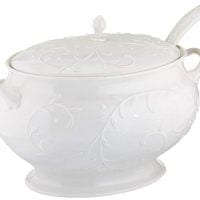 Lenox Opal Innocence Carved Covered Soup Tureen With Ladle, 10-1/4-Inch