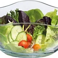 Large Clear Glass Wavy Salad Bowl, Mixing Bowl, All Purpose Round Serving Bowl