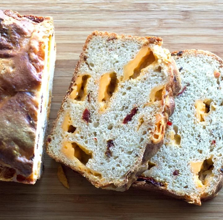 Sourdough batter bread with peppers and cheese