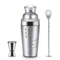 Blusmart Cocktail Shaker Stainless Steel 24Oz Bar Set Kit Cocktail Shakers With Rotation Recipe Guide, Martini Tool Accessories Built-In Bartender Strainer &Amp; Measuring Jigge (15 &Amp; 30 Ml) (02)