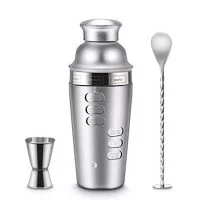 Blusmart Cocktail Shaker Stainless Steel 24Oz Bar Set Kit Cocktail Shakers With Rotation Recipe Guide, Martini Tool Accessories Built-In Bartender Strainer &Amp; Measuring Jigge (15 &Amp; 30 Ml) (02)