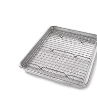Usa Pan 1604Cr Quarter Sheet Baking Pan And Bakeable Nonstick Cooling Rack Metal