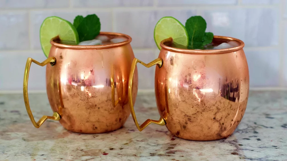 2 Moscow Mules In Copper Mugs