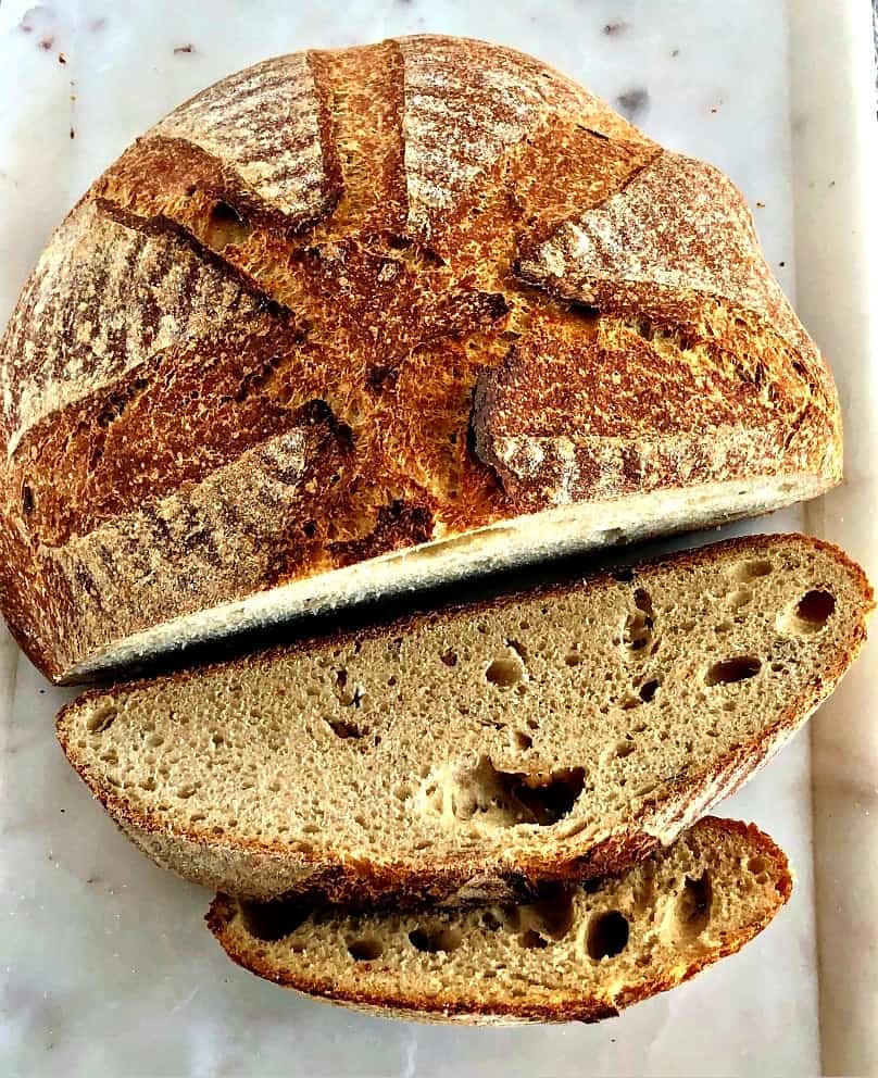 Roasted Garlic Rosemary Bread Cut