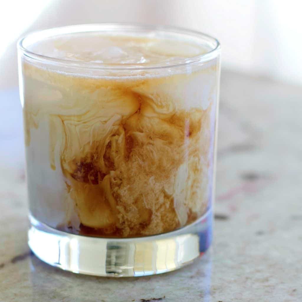 White Russian Cocktail In A Whiskey Glass