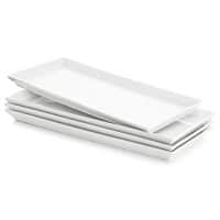 Sweese 3303 Rectangular Porcelain Platters/Trays For Parties - 12.9 Inch, Set Of 4, White
