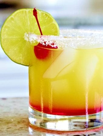 Tequila Sunrise Margarita on the rocks