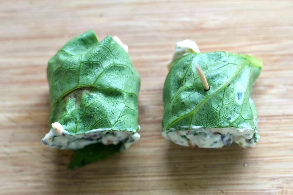 Romaine Lettuce Wraps With Cream Cheese Filling-Top View