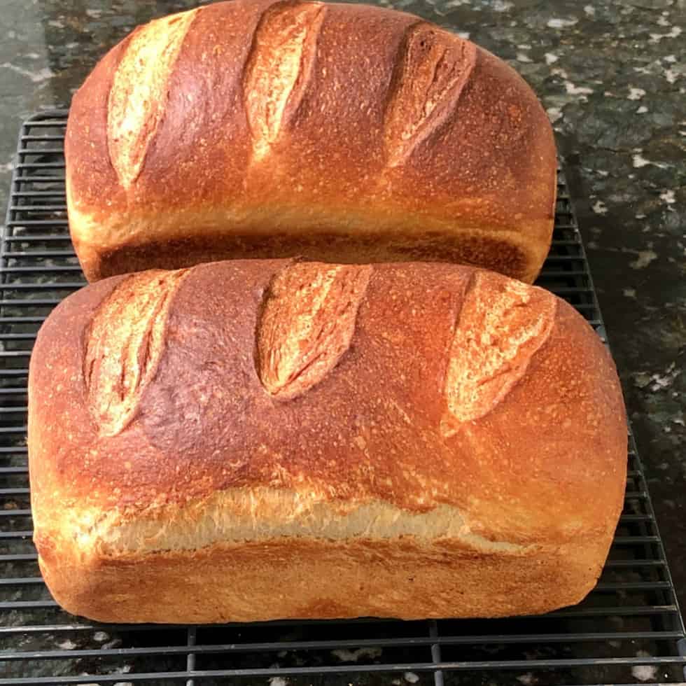 2 Loaves Of Baked Sourdough Sandwich Bread