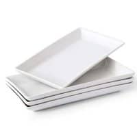 Porcelain Serving Platters Rectangular Trays For Party, Microwave And Dishwasher Safe Set Of 4,12 Inch