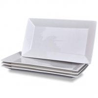 Klikel 4 Serving Platters | Classic White Plate | Serving Trays For Parties | Microwave And Dishwasher Safe - 5.5 X 10