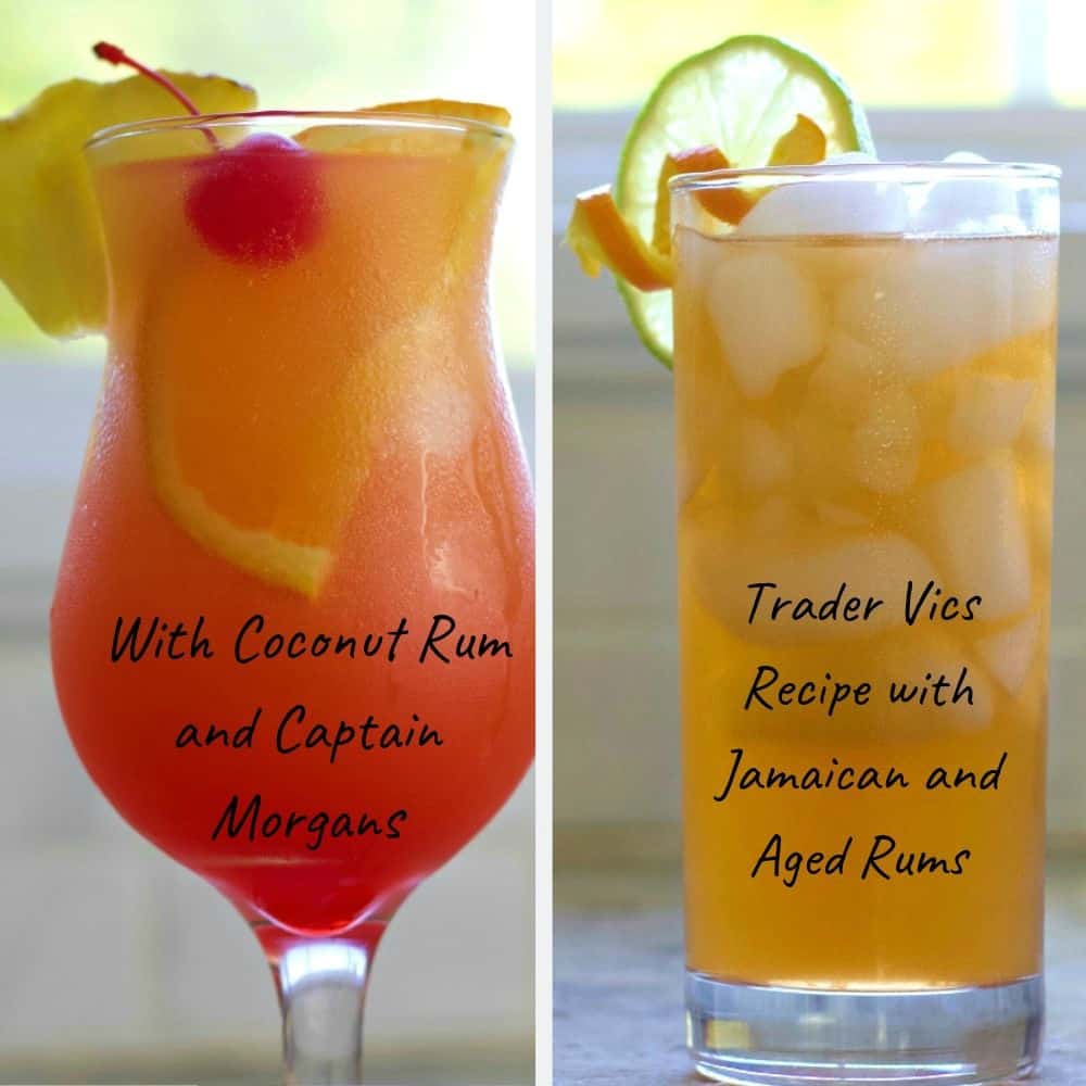 Two Delicious Mai Tai Recipes With Very Different Ingredients And Flavors. Trader Vic's Recipe And The Fruity Sweet Alcoholic Drink Recipe With Malibu Rum And Captain Morgans.