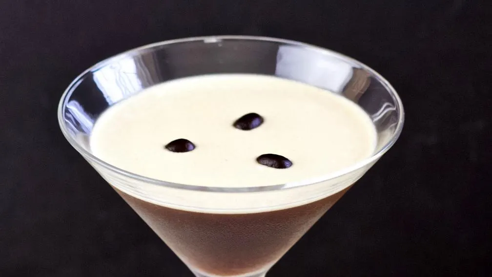 Espresso Martini With Three Coffee Beans On Top.