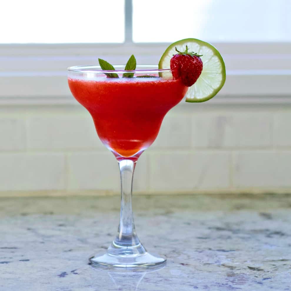 The Frozen Strawberry Daiquiri With Malibu Coconut Rum. A Delicious And Refreshing Summer Cocktail.
