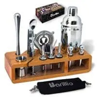 Elite 23-Piece Bartender Kit Cocktail Shaker Set By Barillio: Stainless Steel Bar Tools With Sleek Bamboo Stand, Velvet Carry Bag &Amp; Recipes Booklet | Ultimate Drink Mixing Adventure