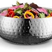Kook Double Wall Serving Bowl - 11 Inch Hammered Style - Stainless Steel (Soup, Cooked Food, Salads, Fruit)