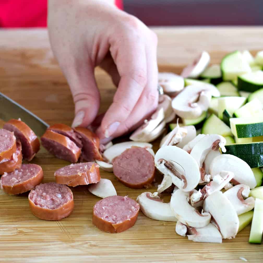 Prep Sausage And Vegetables