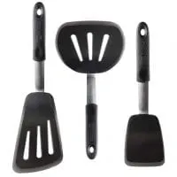 Di Oro Chef Series 3-Piece Silicone Turner Spatula Set - 600&Ordm;F Heat-Resistant Flexible Rubber Silicone Spatulas - Silicone Cooking Utensil Set - Egg Turners, Pancake Flippers, Kitchen Spatulas