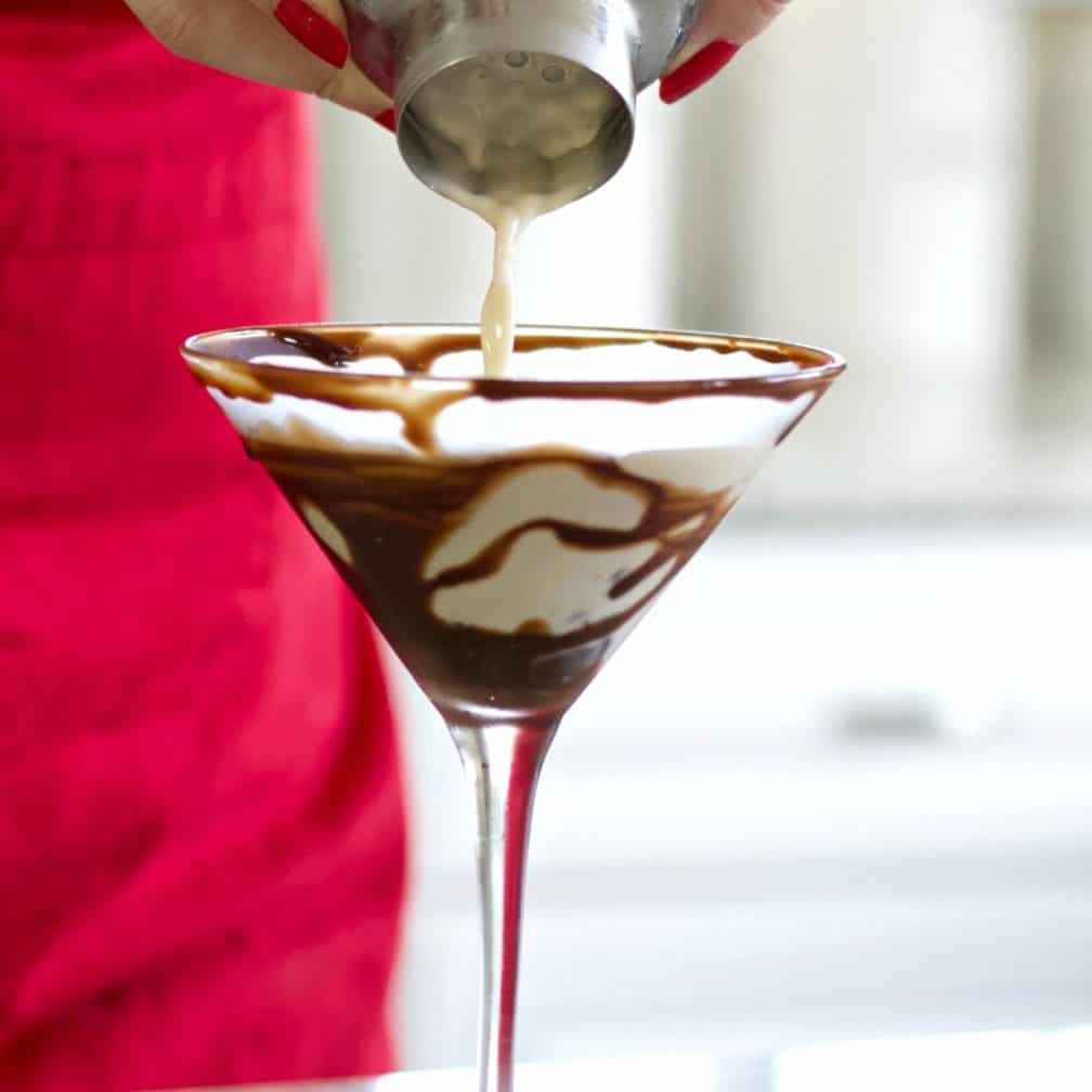 Pour The Chocolate Martini Into A Prepared Martini Glass