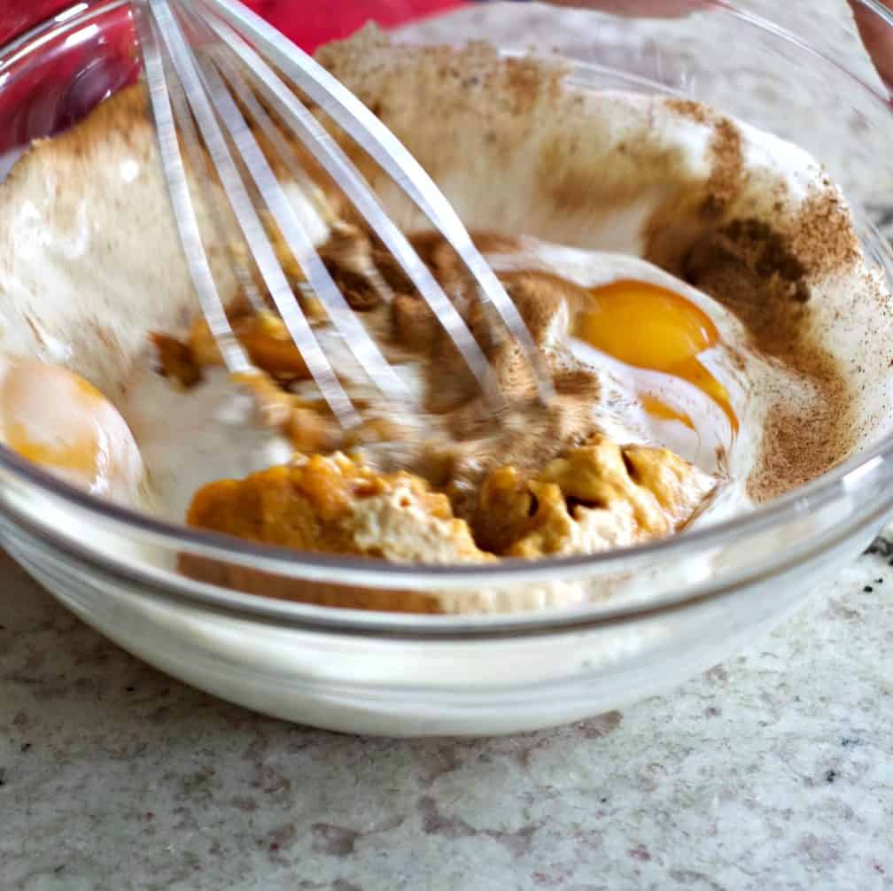 Whisking The Batter For Pumpkin Spice French Toast