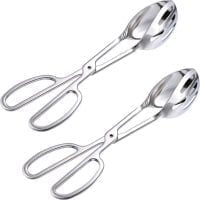 Boao 2 Packs Buffet Tongs Stainless Steel Kitchen Tongs Serving Tongs Salad Tongs Cake Tongs Bread Tongs