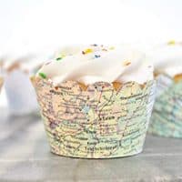 36 envoltorios vintage para cupcakes con forma de mapa del mundo. NO es un vaso para hornear.