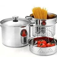 Cook N Home 02401 Stainless Steel 4-Piece 8 Quart Pasta Cooker Steamer Multipots,