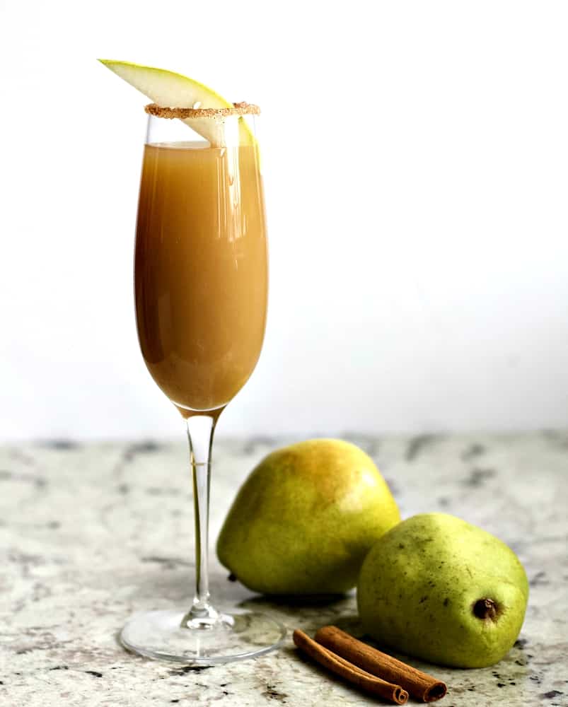 Cinnamon Pear Mimosa Recipe 5 Cinnamon Pear Cocktail With Pears And Cinnamon Stick