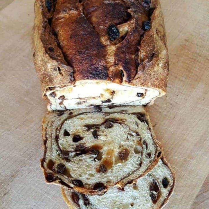 Sliced cinnamon raisin bread