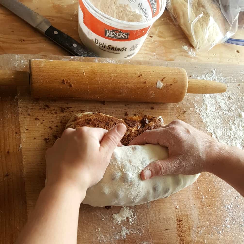Delicious Soft Sourdough Cinnamon Bread 17 Final Tuck Of Dough Rolling-Raisin Bread