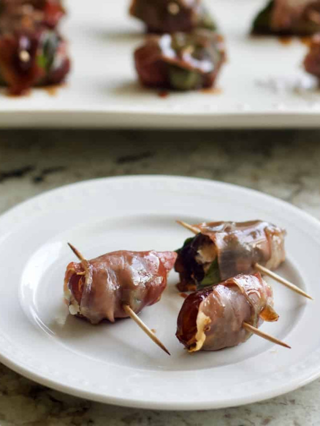 Goat Cheese Stuffed Dates with Prosciutto and basil Homemade Food Junkie