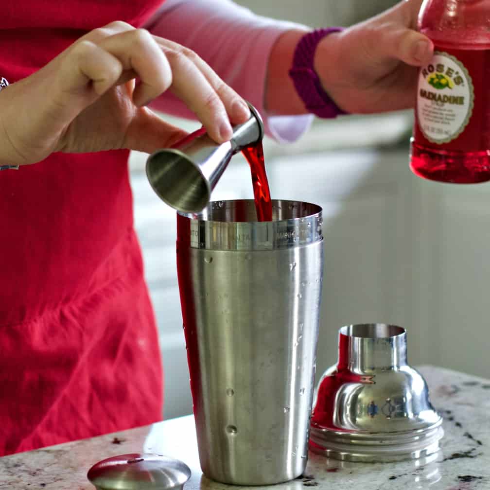Bacardi Cocktail Recipe With Bacardi Rum: 7 Pouring Grenadine Into Shaker.