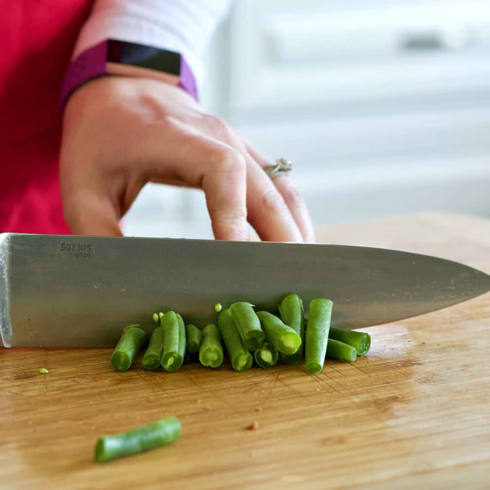 Chopping Fresh Green Beans-Chicken Vegetable Soup