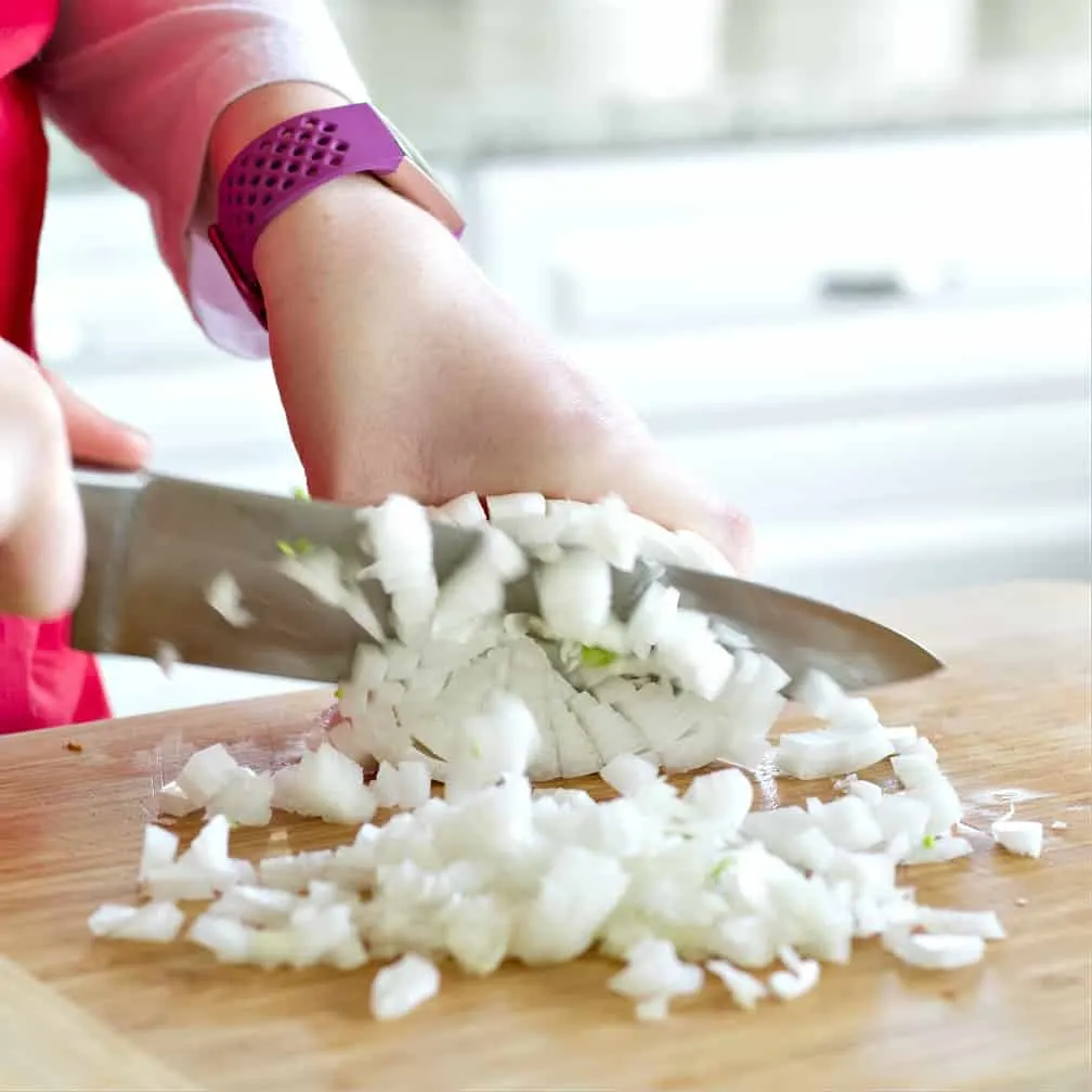 Dicing An Onion-Chicken Soup Recipe