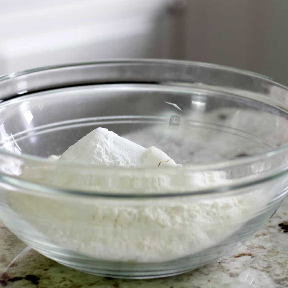 Dry Ingredients In A Clear Mixing Bowl