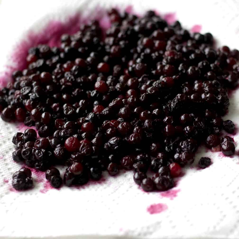 Drying Blueberries On A Paper Towel