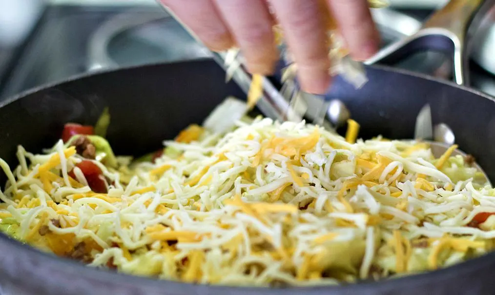 Unstuffed Cabbage Ground Beef Low Carb Dinner 13 Sprinkling Cheese On Top