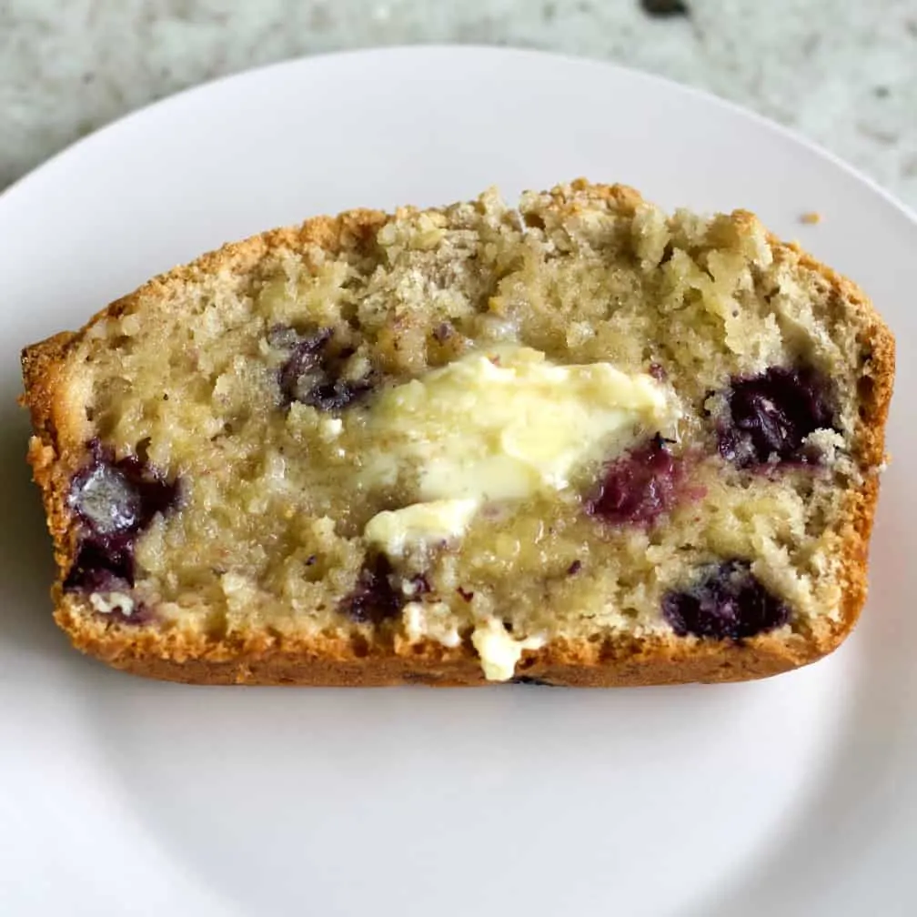 Sliced Sourdough Banana Bread With Blueberries