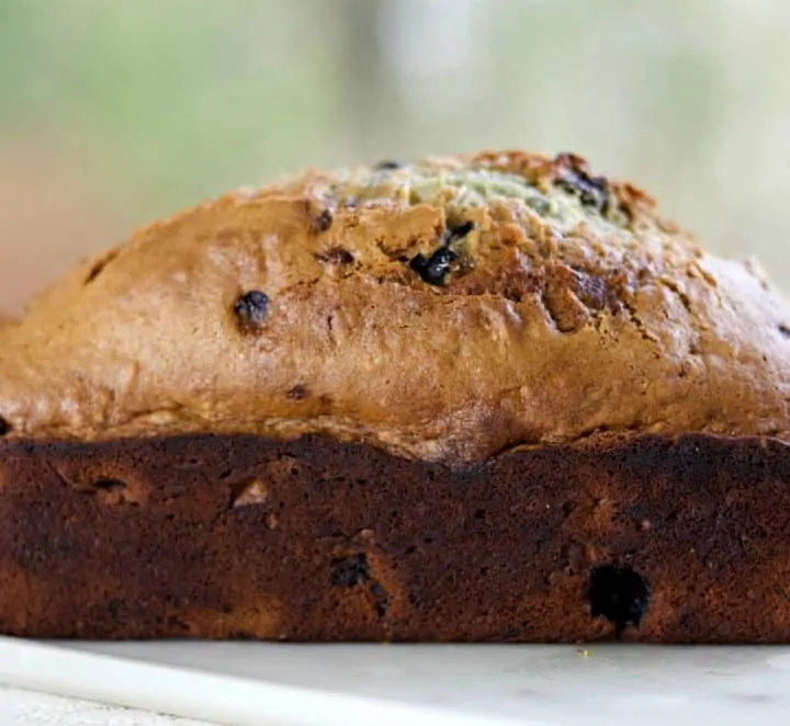 sourdough banana bread with blueberries