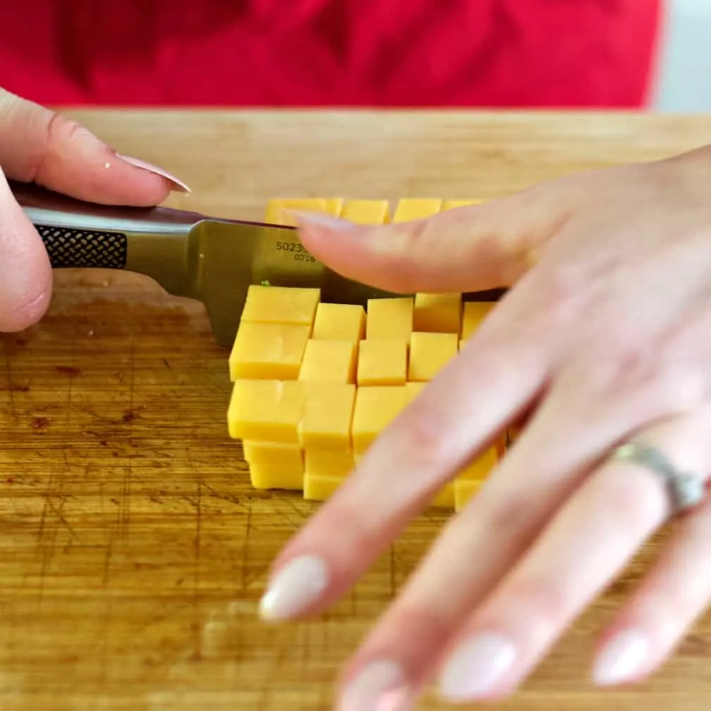 Cubing Cheddar Cheese