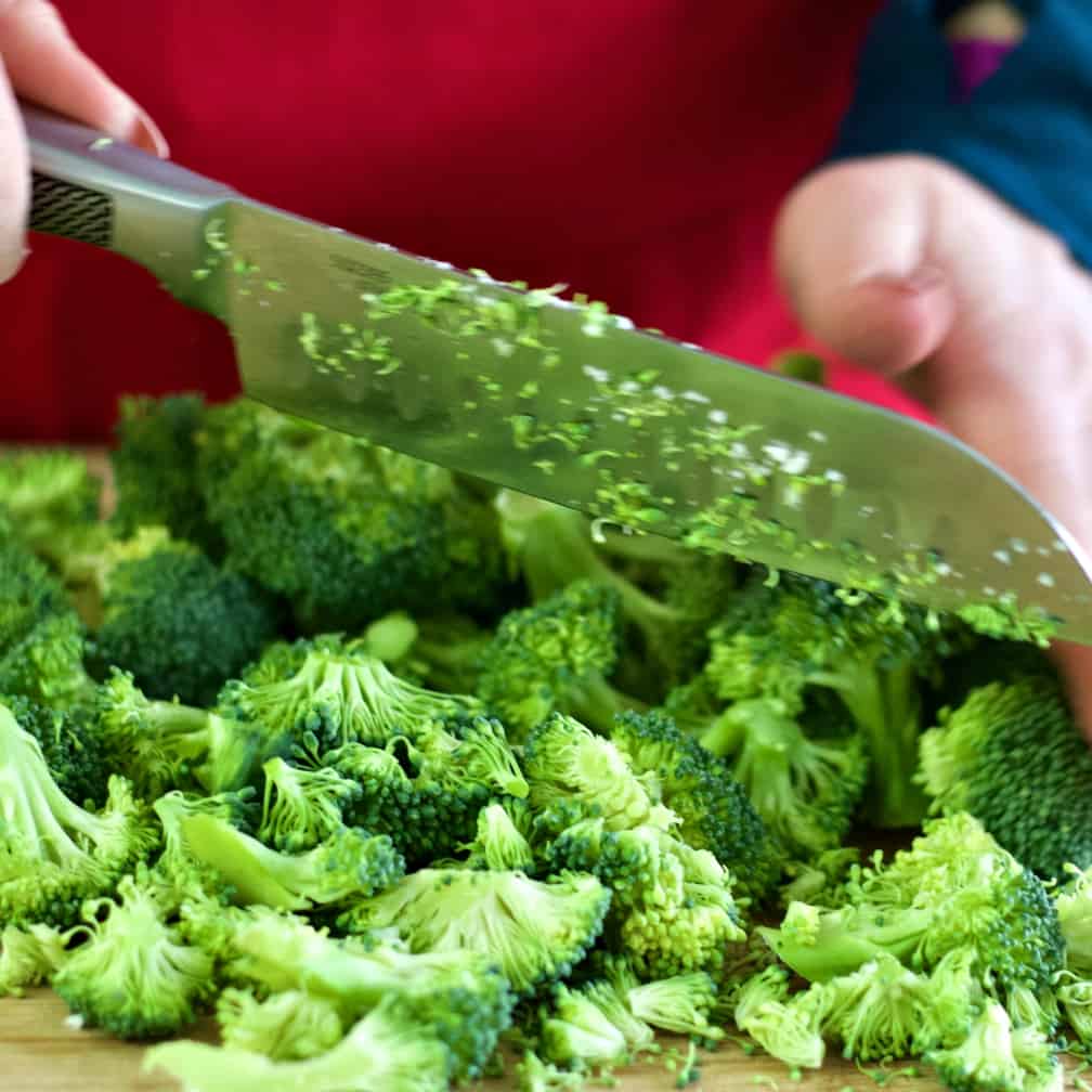 Italian Chopped Salad Recipe 7 Chopping Broccoli Into Small Pieces-Chopped Salad
