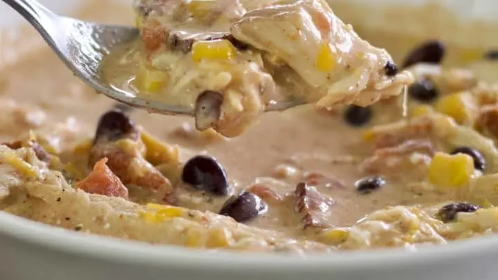 Instant Pot Chicken Chili In A White Bowl