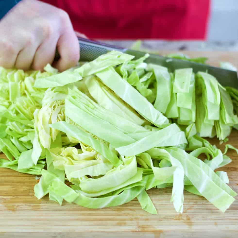 Cabbage Beef Stew Recipe With Sausage 14 Chopping Green Cabbage For Cabbage Beef Stew