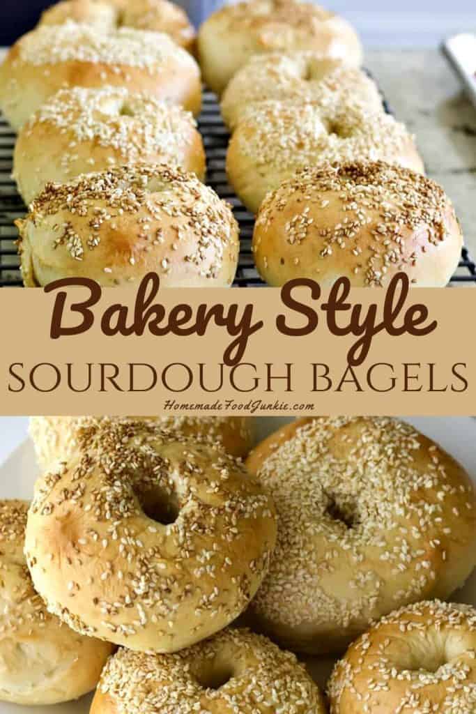 bakery style sourdough bagels-pin image