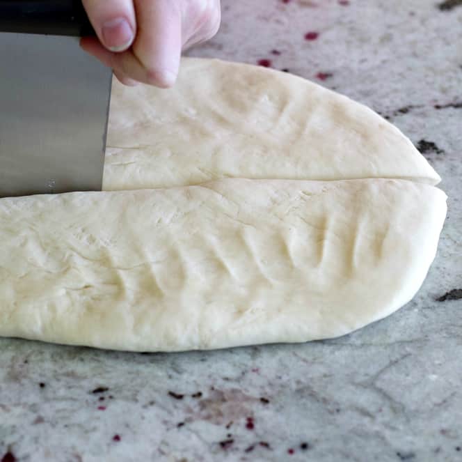 Cutting Sourdough Bagel Dough