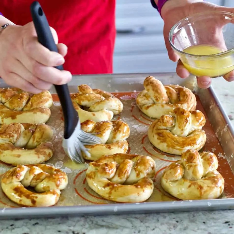 Brushing Butter On Pretzels