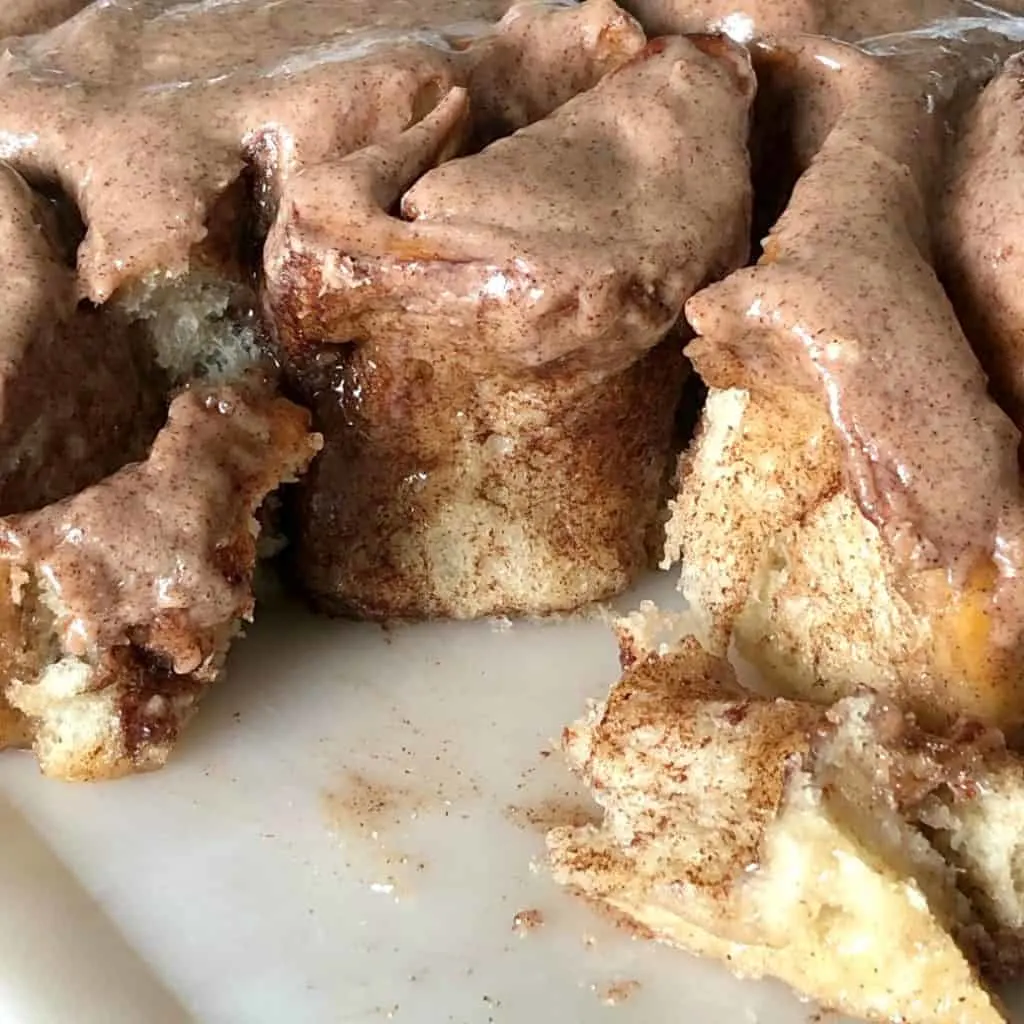 Sourdough Cinnamon Rolls On A Plate