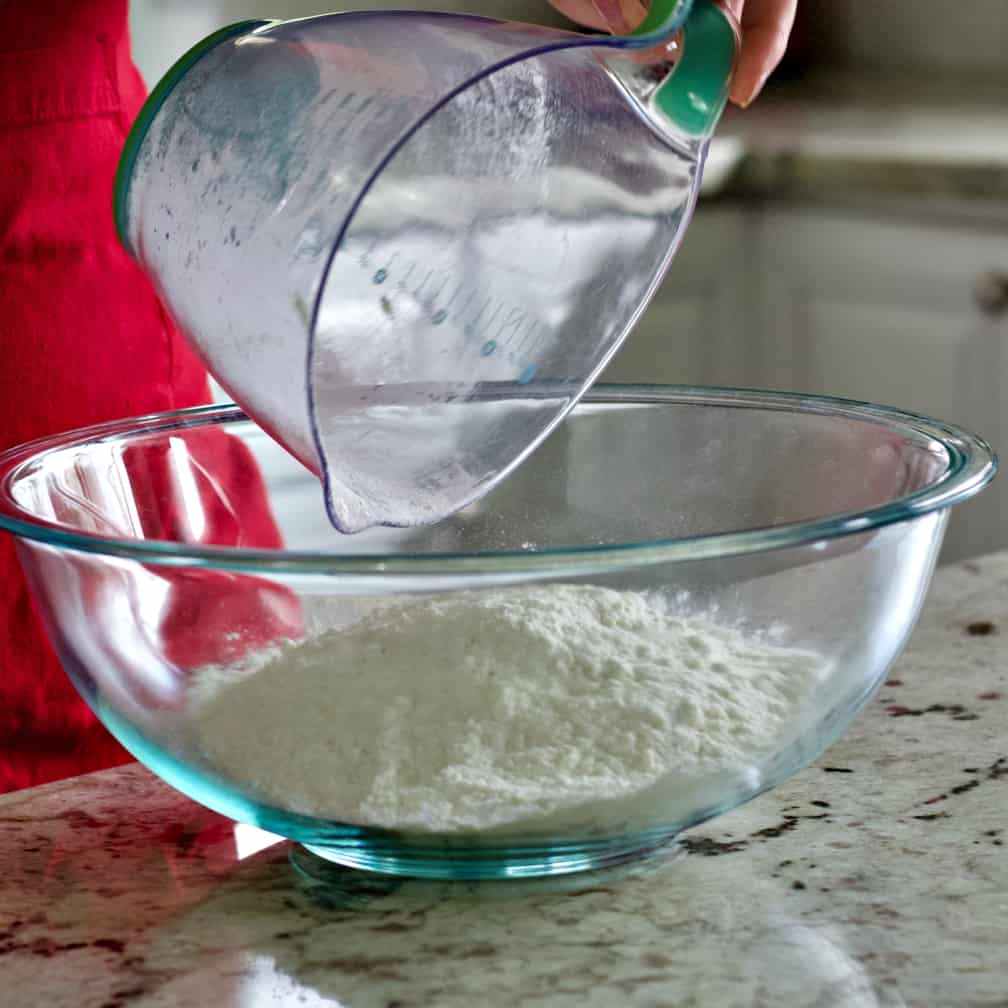 Bread Flour In Mixing Bowl-Sourdough Pretzels